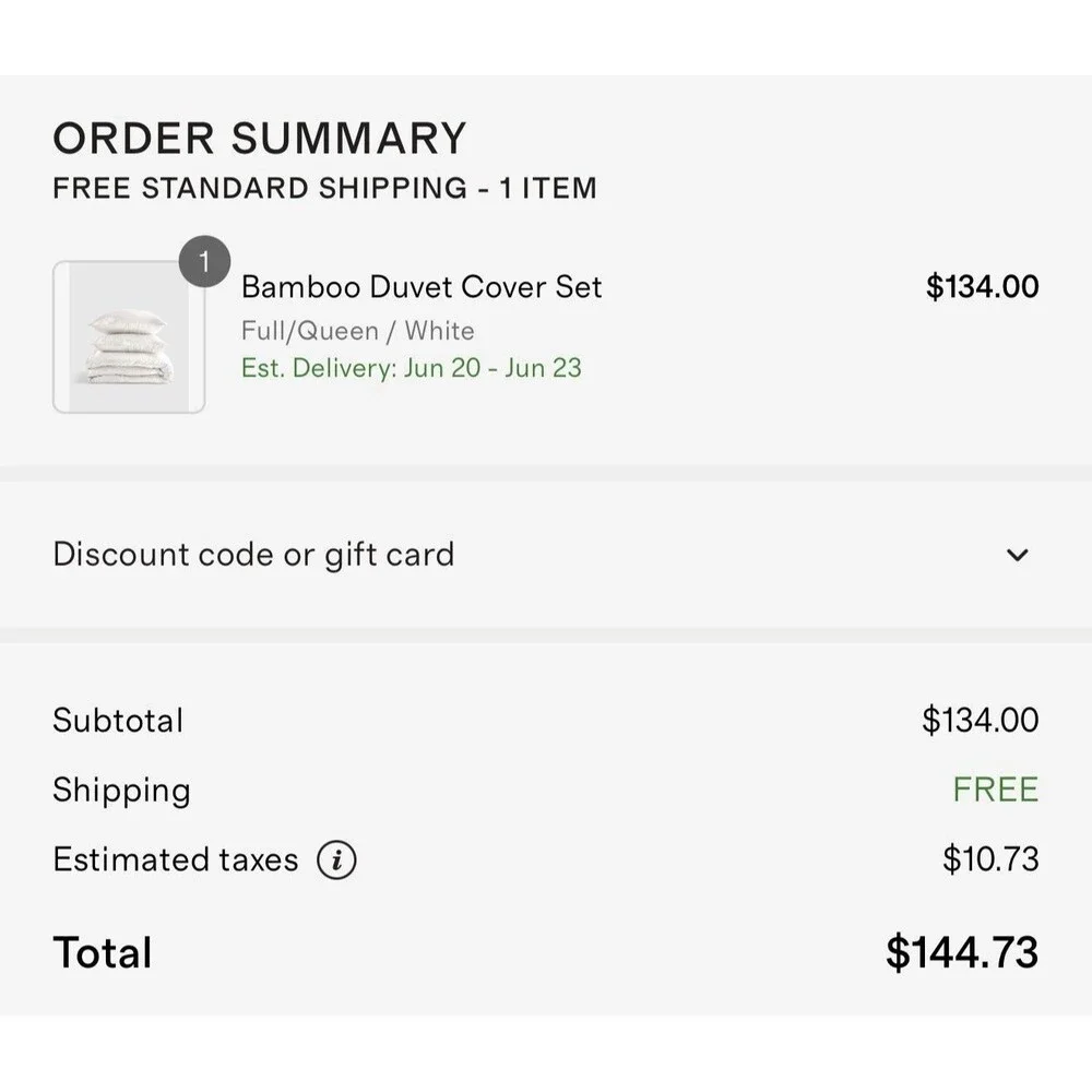 NWT QUINCE BAMBOO DUVET COVER SET FULL  / QUEEN White SILKY MSRP $134